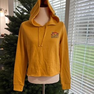 Hurley Mustard Hoodie with Sunset Graphic size small